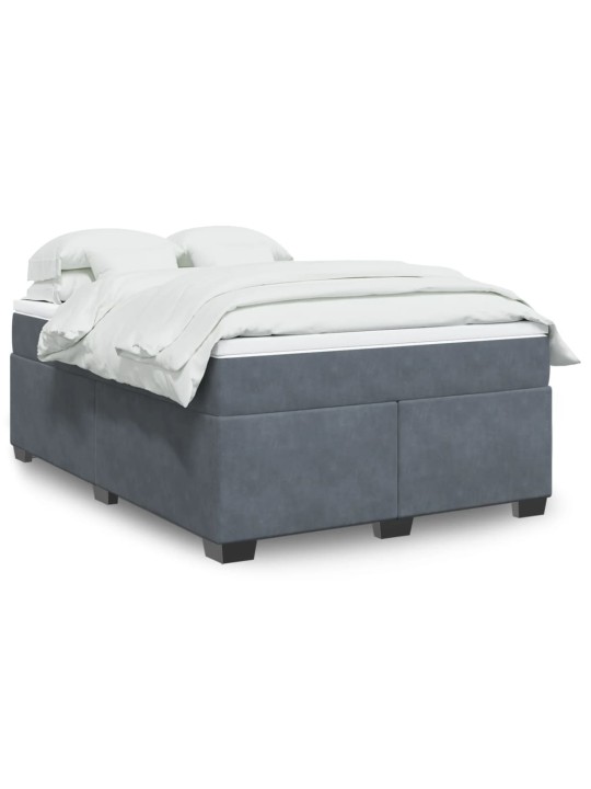 Box spring postel s matrací tmavě šedá 140x200 cm samet