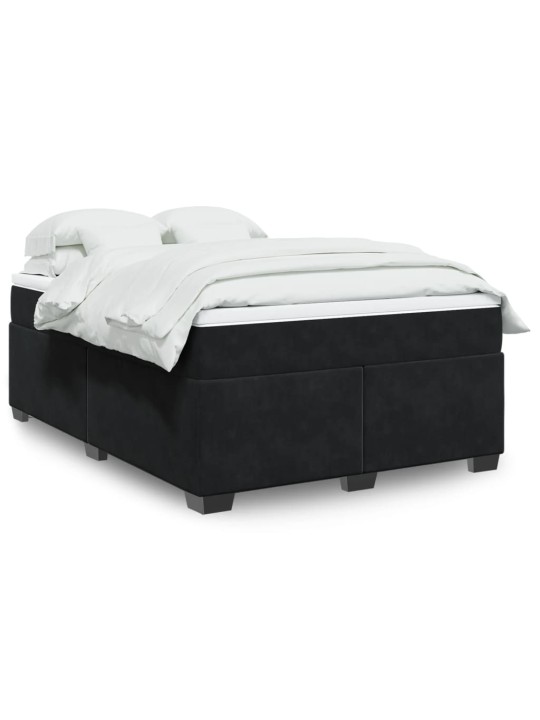 Box spring postel s matrací černá 140x200 cm samet
