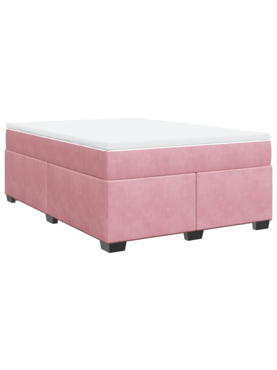 Box spring postel s matrací růžová 140x200 cm samet