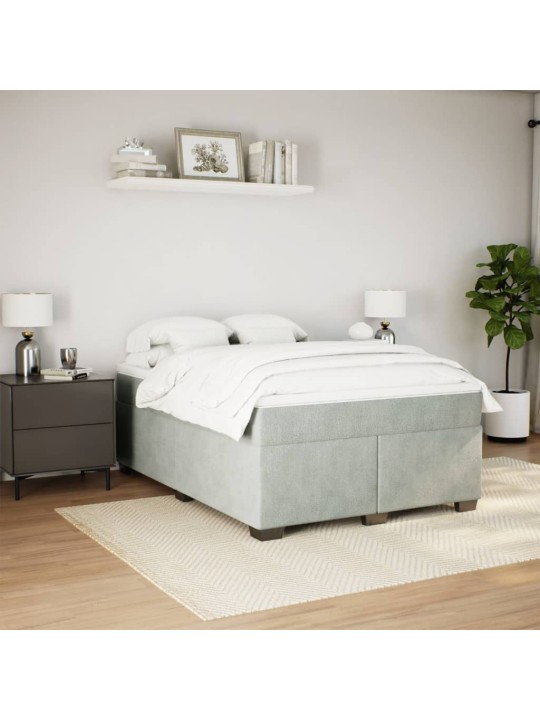 Box spring postel s matrací světle šedá 160x200 cm samet