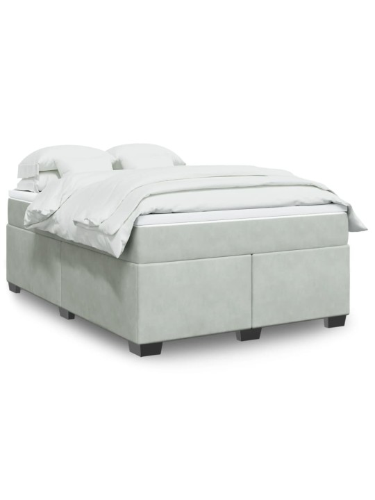Box spring postel s matrací světle šedá 160x200 cm samet