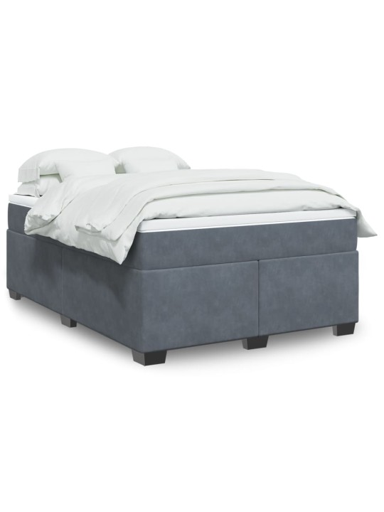 Box spring postel s matrací tmavě šedá 160x200 cm samet