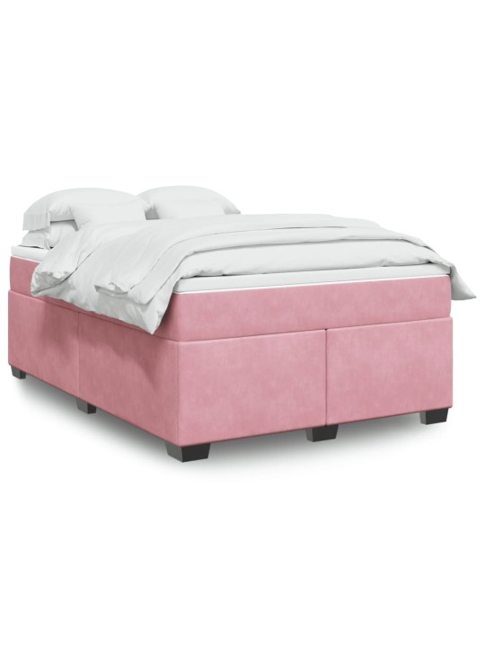 Box spring postel s matrací růžová 160x200 cm samet