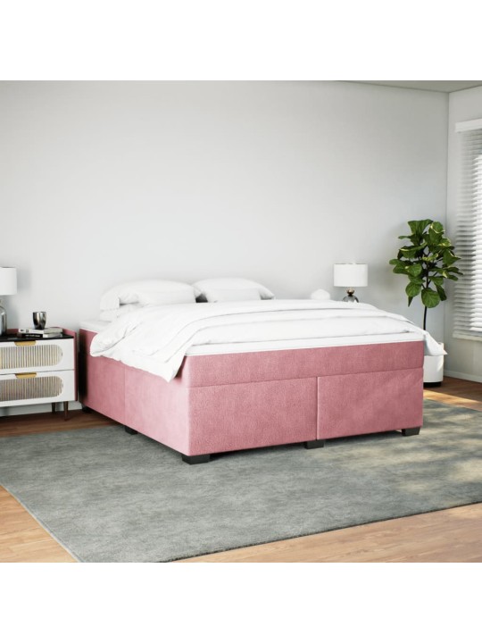 Box spring postel s matrací růžová 180x200 cm samet