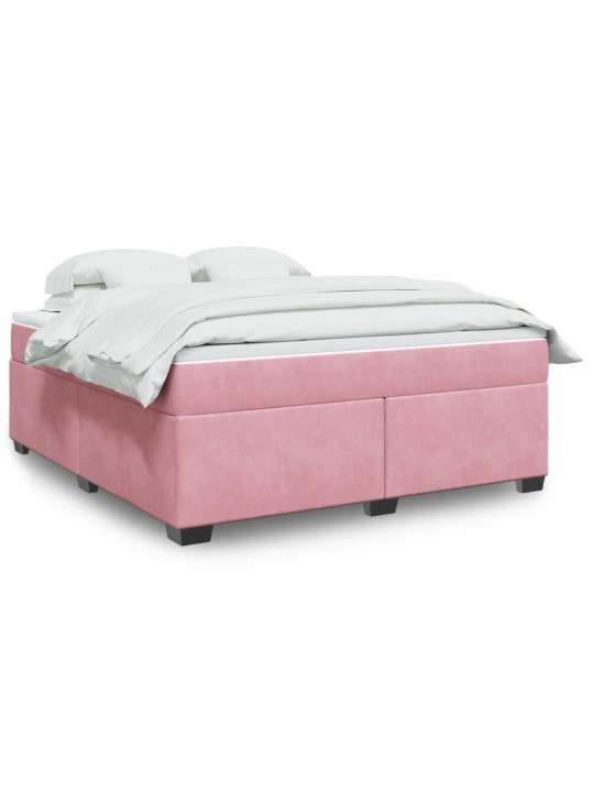 Box spring postel s matrací růžová 180x200 cm samet