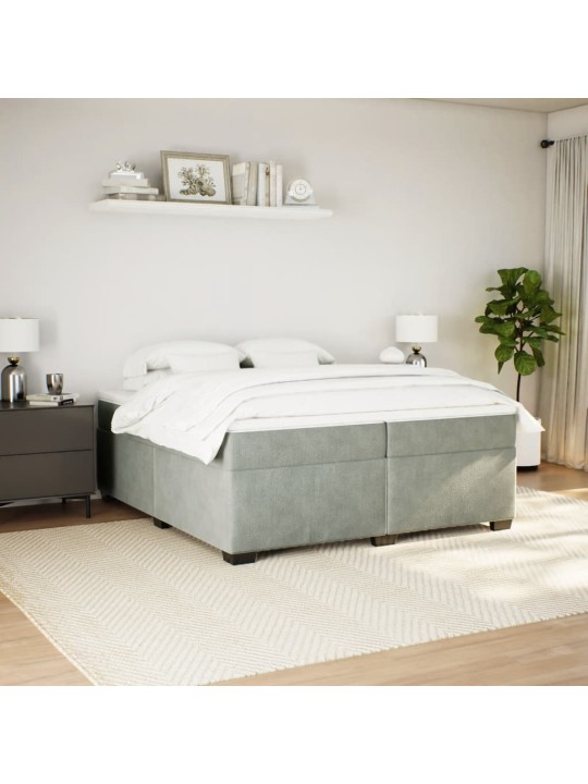Box spring postel s matrací světle šedá 200x200 cm samet