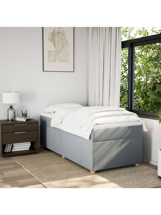 Box spring postel s matrací světle šedá 80 x 200 cm textil