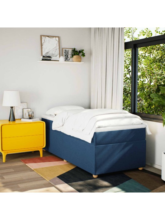 Box spring postel s matrací modrá 80x200 cm textil