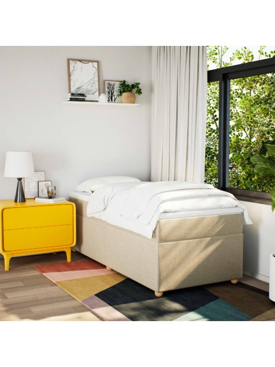 Box spring postel s matrací krémová 90x190 cm textil