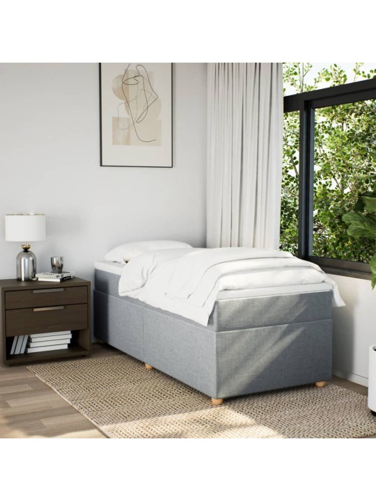 Box spring postel s matrací světle šedý 100 x 200 cm textil