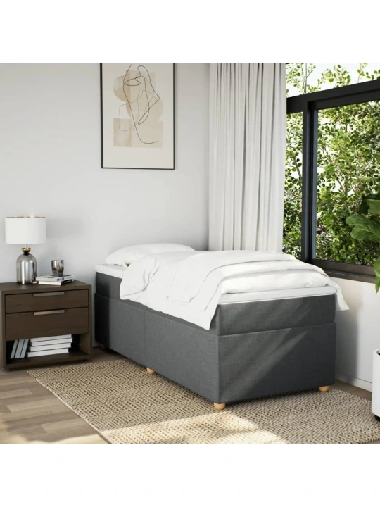 Box spring postel s matrací tmavě šedá 100 x 200 cm textil