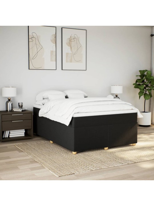 Box spring postel s matrací černá 140 x 190 cm textil