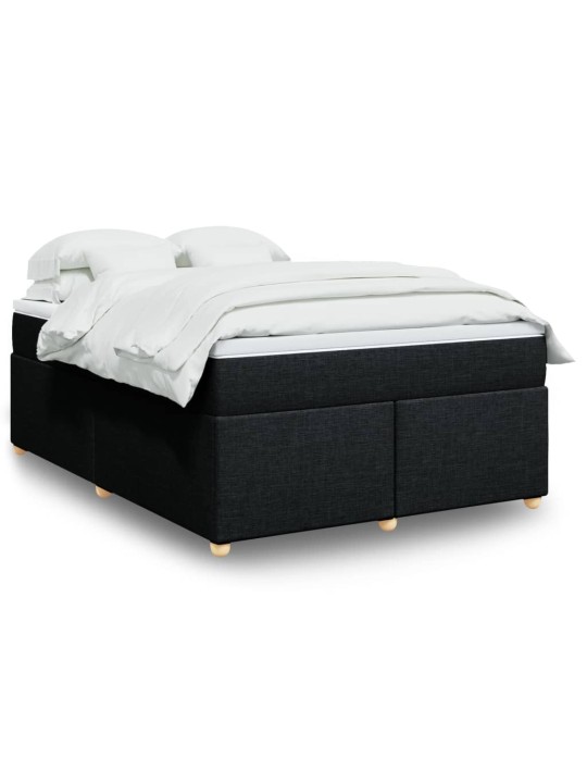Box spring postel s matrací černá 140 x 190 cm textil