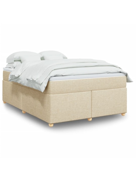 Box spring postel s matrací krémová 140x190 cm textil