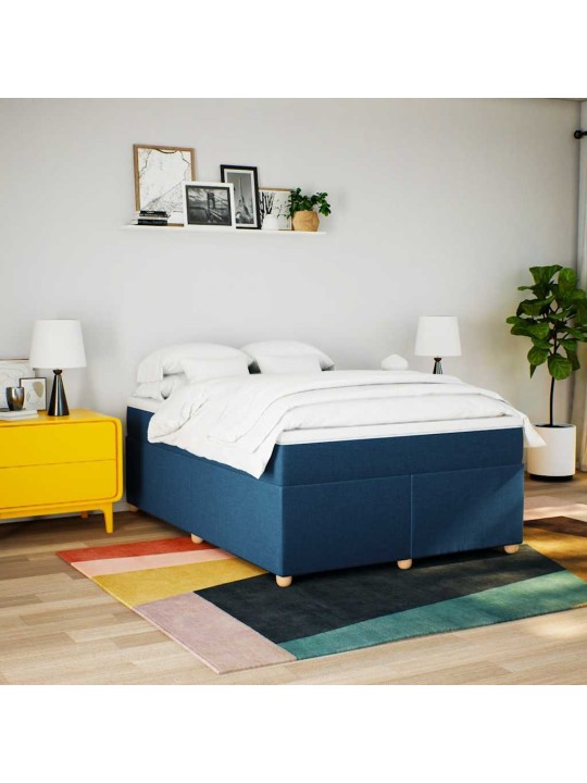 Box spring postel s matrací modrá 140x190 cm textil