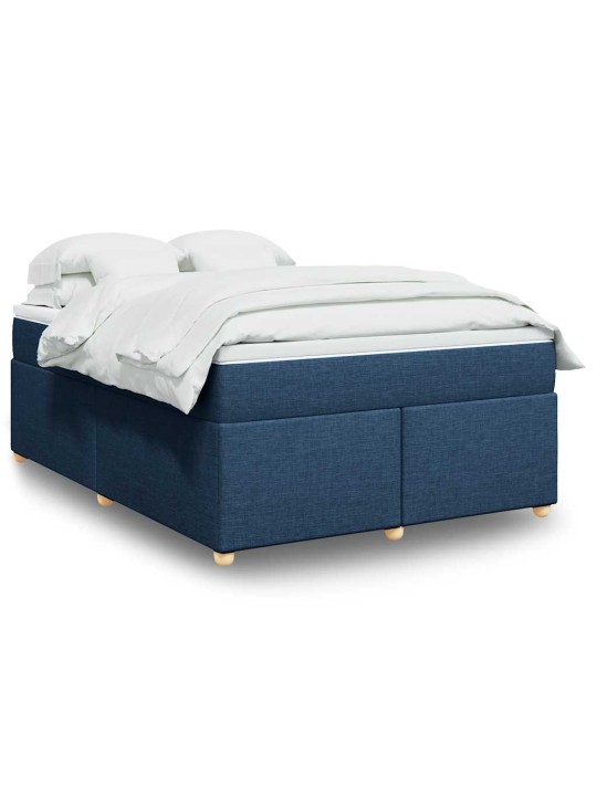 Box spring postel s matrací modrá 140x190 cm textil