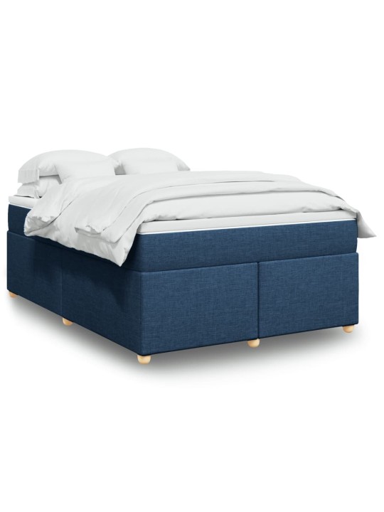 Box spring postel s matrací modrá 140x200 cm textil