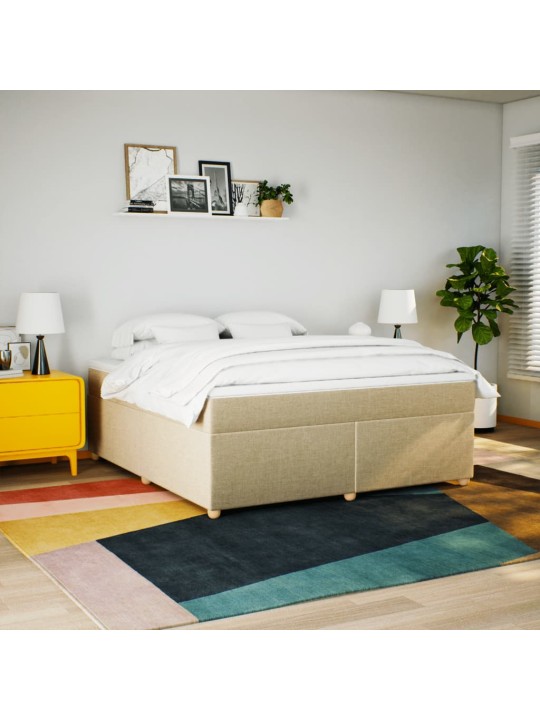 Box spring postel s matrací krémová 180x200 cm textil