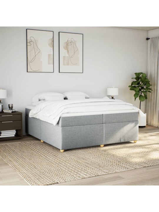 Box spring postel s matrací světle šedá 200 x 200 cm textil