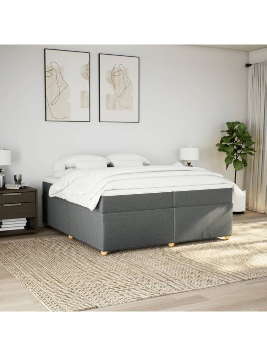 Box spring postel s matrací tmavě šedá 200x200 cm textil