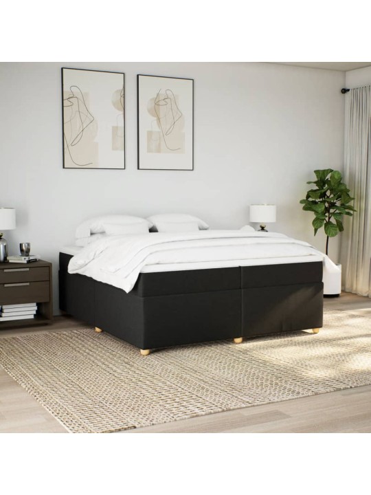 Box spring postel s matrací černá 200x200 cm textil