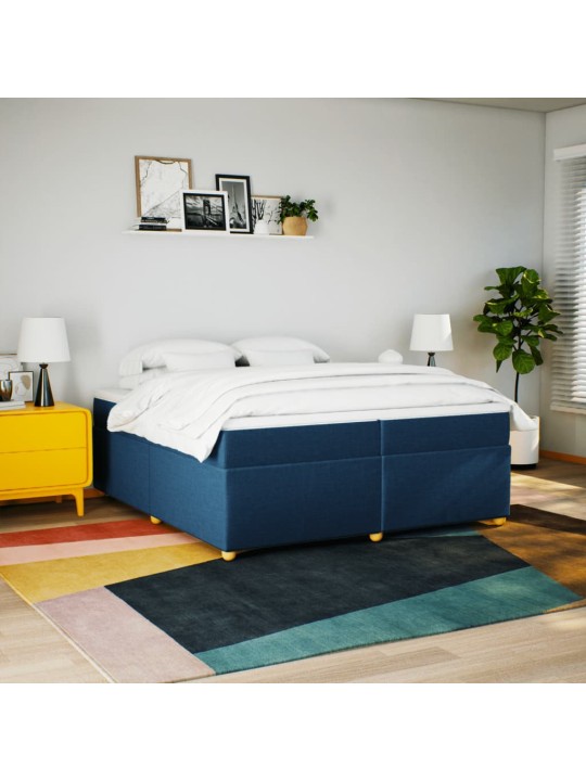 Box spring postel s matrací modrá 200x200 cm textil