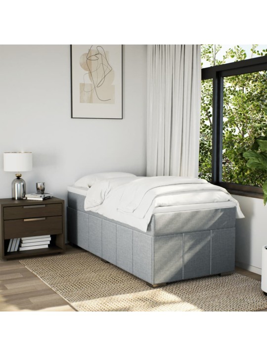 Box spring postel s matrací světle šedý 100 x 200 cm textil