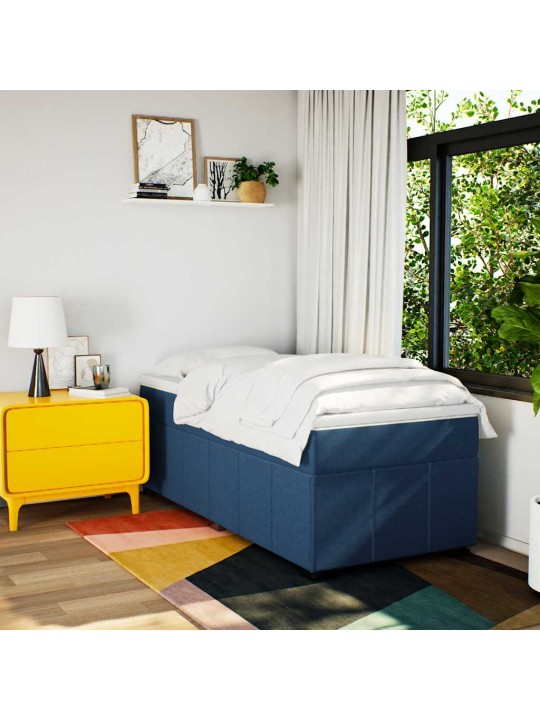 Box spring postel s matrací modrá 100 x 200 cm textil