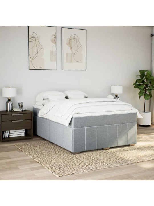 Box spring postel s matrací světle šedá 140 x 190 cm textil