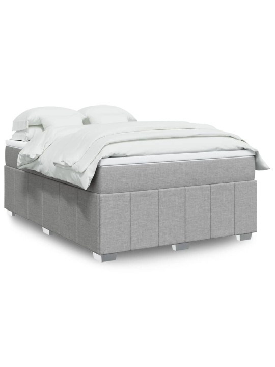 Box spring postel s matrací světle šedá 140 x 190 cm textil