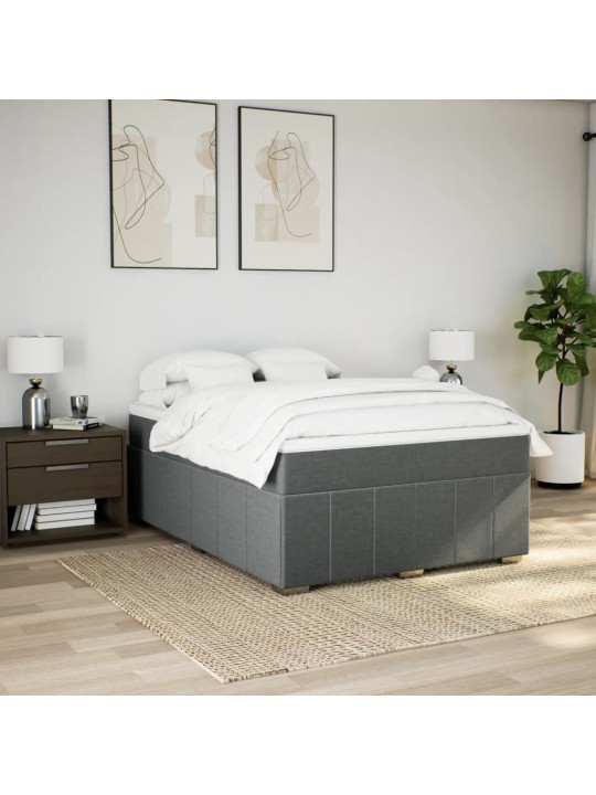 Box spring postel s matrací tmavě šedý 140 x 190 cm textil