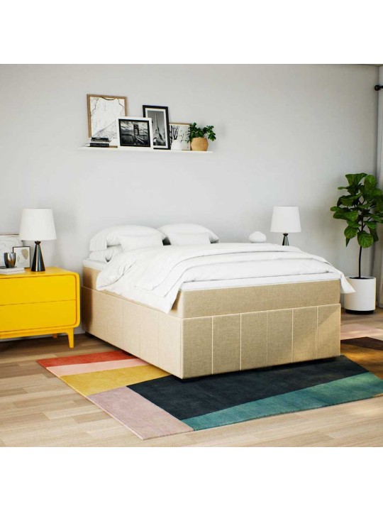 Box spring postel s matrací krémová 140x190 cm textil