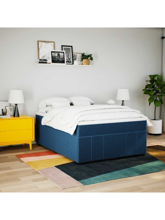 Box spring postel s matrací modrá 140x190 cm textil
