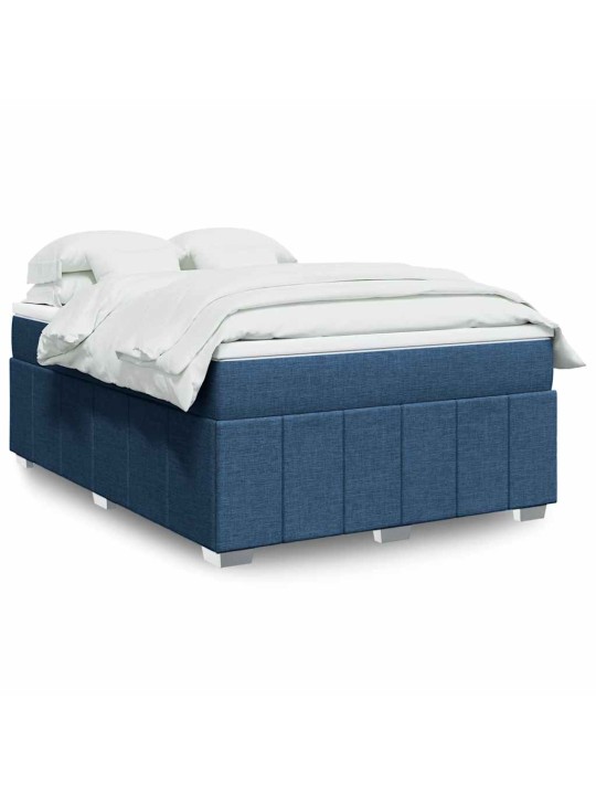 Box spring postel s matrací modrá 140x190 cm textil
