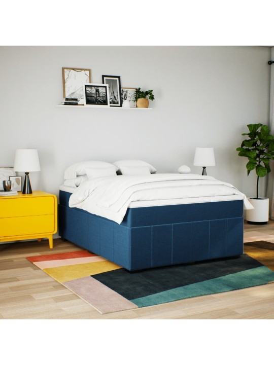 Box spring postel s matrací modrá 140x200 cm textil