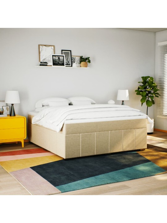 Box spring postel s matrací krémová 180x200 cm textil