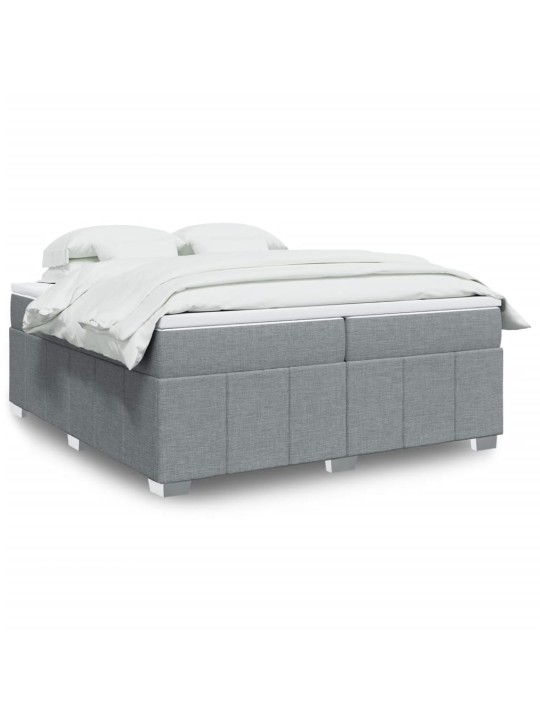 Box spring postel s matrací světle šedá 200 x 200 cm textil
