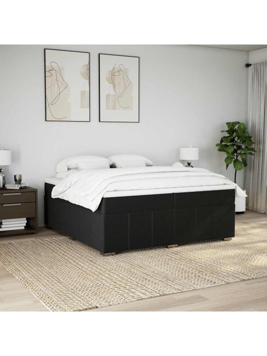 Box spring postel s matrací černá 200x200 cm textil