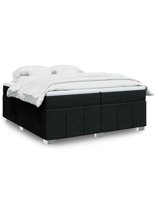 Box spring postel s matrací černá 200x200 cm textil