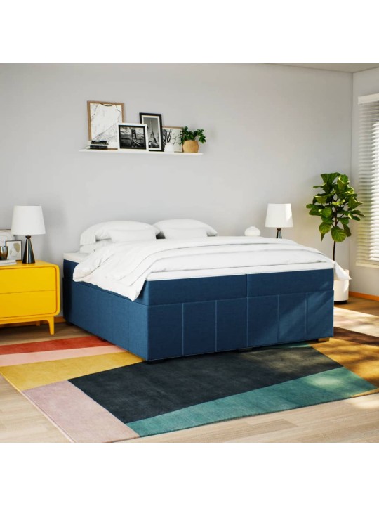 Box spring postel s matrací modrá 200x200 cm textil