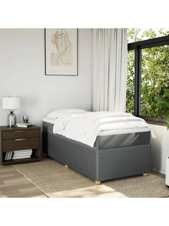 Box spring postel s matrací tmavě šedá 90x190 cm textil