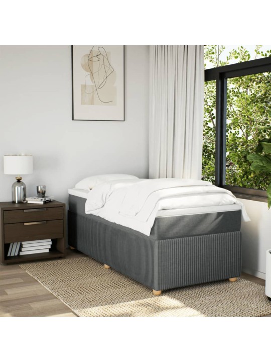 Box spring postel s matrací tmavě šedá 90x200 cm textil