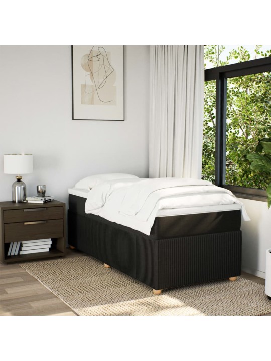 Box spring postel s matrací černá 90x200 cm textil