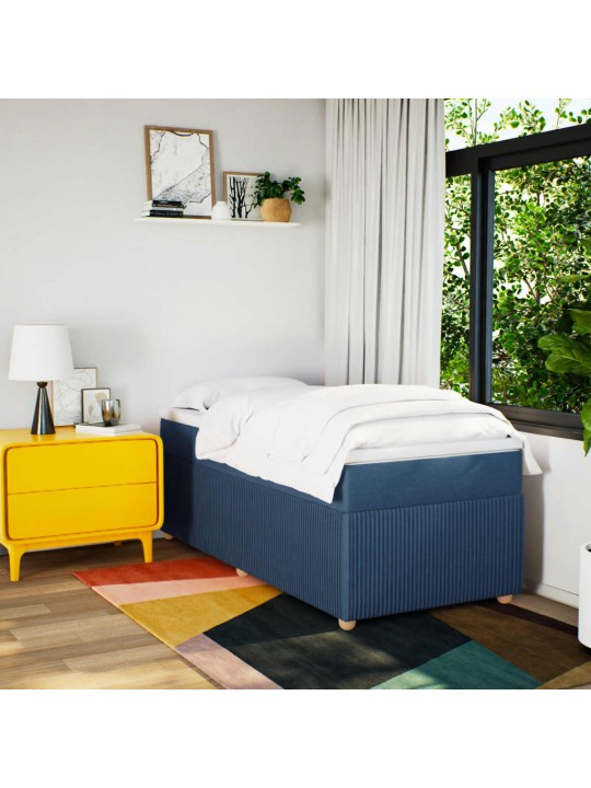 Box spring postel s matrací modrá 90x200 cm textil