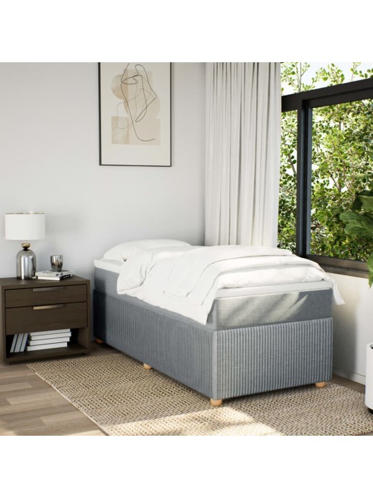 Box spring postel s matrací světle šedý 100 x 200 cm textil