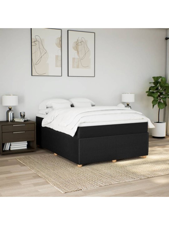 Box spring postel s matrací černá 140 x 190 cm textil