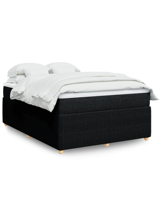 Box spring postel s matrací černá 140 x 190 cm textil