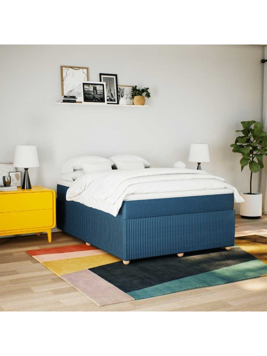 Box spring postel s matrací modrá 140x190 cm textil