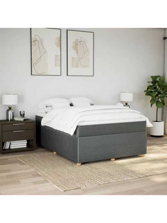 Box spring postel s matrací tmavě šedá 140x200 cm textil