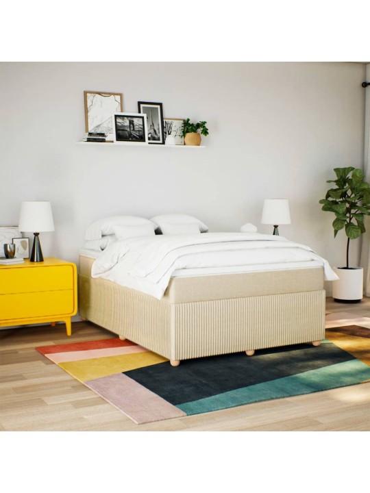 Box spring postel s matrací krémová 160x200 cm textil